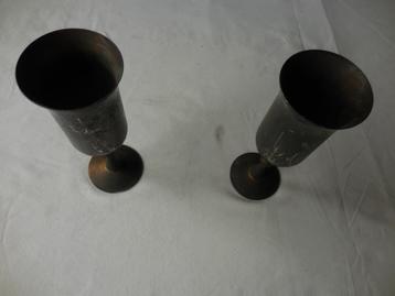 Verzilverde Champagne of Wijn Kelken 2x beschikbaar voor biedingen