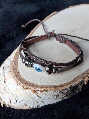 bruin leren armbandje Nazar / Evil Eye (nr. 01) beschikbaar voor biedingen