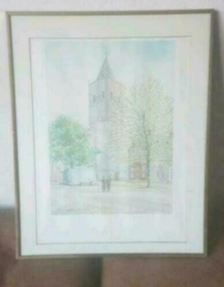 Herry Hoytink Toren en stadhuis Lochem Gudelakerk, Antiek en Kunst, Kunst | Litho's en Zeefdrukken, Ophalen
