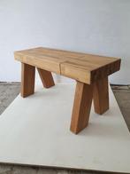 Uniek design object: bankje, bijzettafeltje, massief eiken, Nieuw, 75 cm of meer, Rechthoekig, Hout