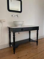 Wastafelmeubel met marmeren blad, Huis en Inrichting, Badkamer | Badkamermeubels, Ophalen, Gebruikt, 100 tot 150 cm, Minder dan 100 cm