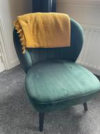 Leuke groene velvet stoel, Huis en Inrichting, Fauteuils, Ophalen, Zo goed als nieuw, Minder dan 75 cm, 50 tot 75 cm