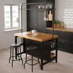 Ikea Vadholma keukeneiland incl. rek en barkrukken, Huis en Inrichting, Keuken | Keukenelementen, Ophalen, 75 cm of meer, Bruin