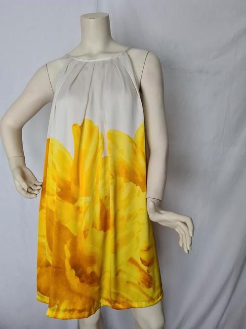 "MANGO" Halterjurk, bloemmotief. Mt.L. Als nieuw!, Kleding | Dames, Jurken, Zo goed als nieuw, Maat 42/44 (L), Geel, Knielengte