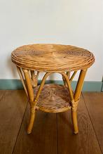 Vintage rotan kruk / bijzettafel – Bohemian stijl, 1970s, Huis en Inrichting, Tafels | Bijzettafels, Ophalen, Minder dan 45 cm