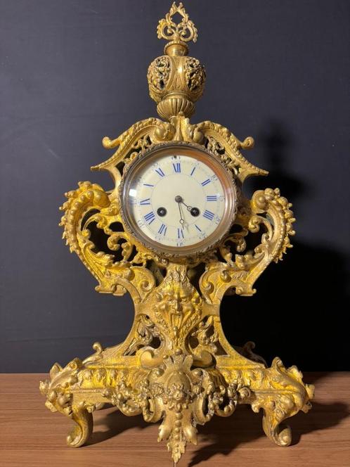 Antieke Franse Bronzen Regency Stijl Pendule ca.1880 (50), Antiek en Kunst, Antiek | Klokken, Ophalen of Verzenden