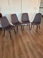 4 eetkamerstoelen JYSK, antraciet/zwart, Huis en Inrichting, Ophalen, Zo goed als nieuw, Vier, Stof