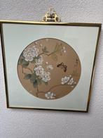 Chinese schilderij op zijde vlinder bloem chinees aziatisch, Huis en Inrichting, Woonaccessoires | Schilderijen, Tekeningen en Foto's
