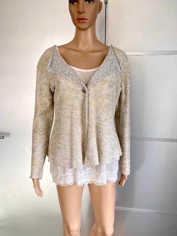 i712 Katoenen set: vest+top maat S=36/38 beige+goud vestje beschikbaar voor biedingen