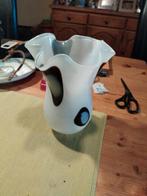 Witte vaas met zwarte stippen, Wit, Ophalen of Verzenden, Minder dan 50 cm, Glas