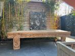 Indonesische tuinbank bank houtsnijwerk xxl 255 cm Ibiza, Verburgt Vintage, Nieuw, Ophalen of Verzenden, https://verburgtvintage.nl/#contact