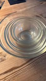 Nest van 5 glazen schaaltjes, Huis en Inrichting, Ophalen, Zo goed als nieuw, Rond, Glas