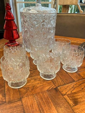 Mid Century Ice glass Bowl/ Sangria set beschikbaar voor biedingen