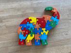 Houten alfabet puzzel olifant, Ophalen of Verzenden, 10 tot 50 stukjes, Gebruikt, Van hout
