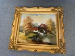 Schilderij Watermolen met Gouden Lijst, Ophalen of Verzenden