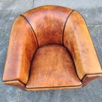 Schapenleren Lounge Atelier fauteuil bruin cognac + BEZORGD, Gebruikt, ., Chesterfield, Ophalen of Verzenden