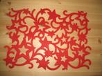 Placemat Rood Vilt * Open Gewerkte Sterren* Vintage, Ophalen of Verzenden