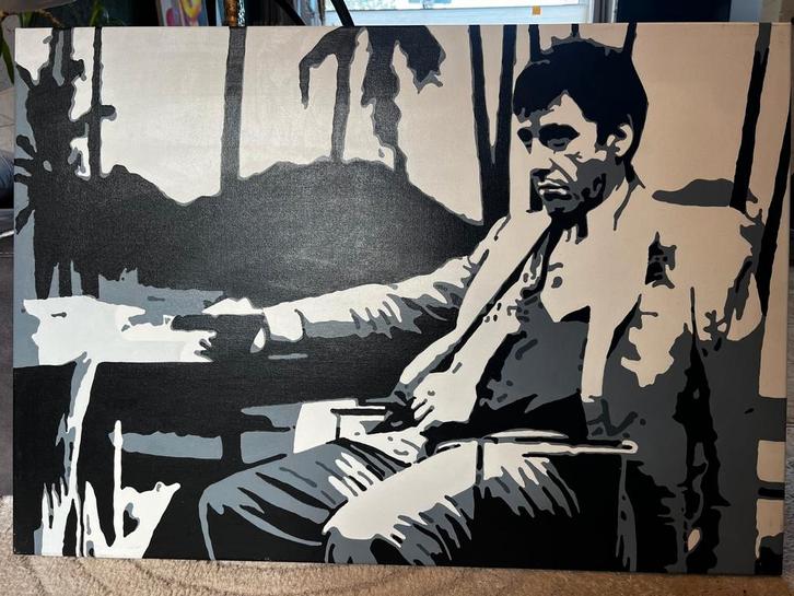 Scarface Tony Montana Al Pacino Handgeschilderd Portret, Antiek en Kunst, Kunst | Schilderijen | Klassiek, Ophalen