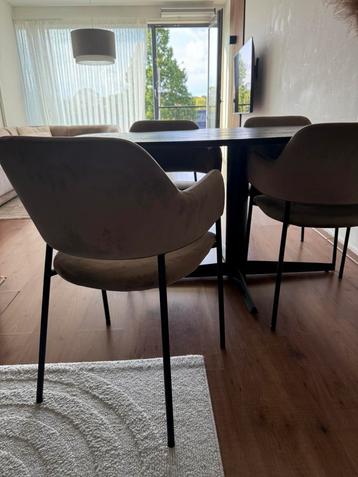 Eetkamerstoelen velvet taupe 4x