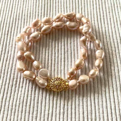 Parel Armband 2-rijig van Roze Barok Parels 14K, Sieraden, Tassen en Uiterlijk, Armbanden, Nieuw, Roze, Ophalen of Verzenden