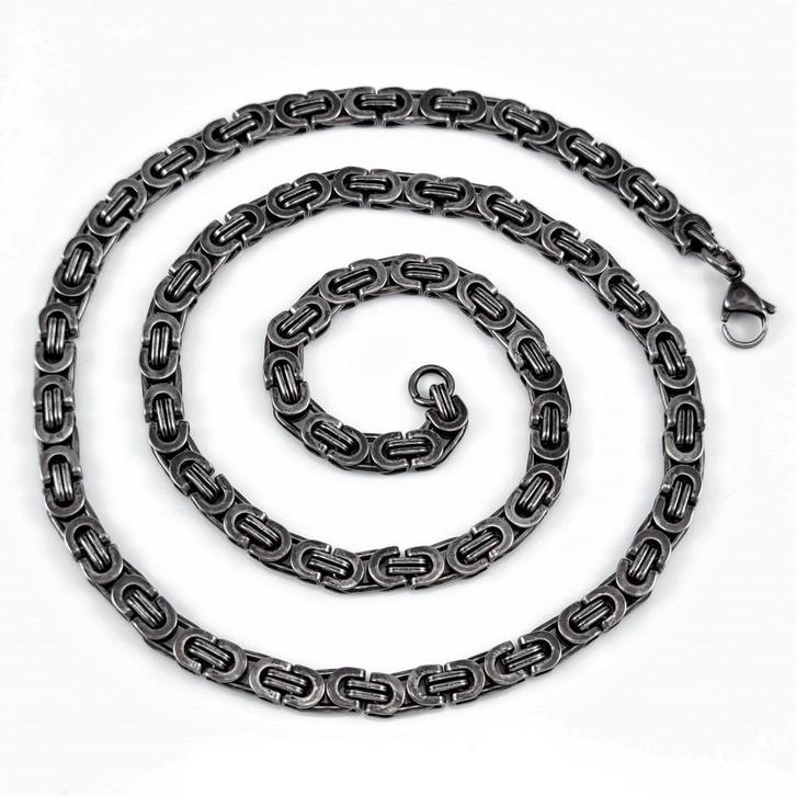 68cm x 6,5mm Koningsketting Heren RVS Verouderde Zilverkleur, Sieraden, Tassen en Uiterlijk, Kettingen, Nieuw, Overige materialen