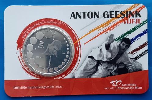 Anton Geesink Vijfje 2021 UNC-kwaliteit in coincard, Postzegels en Munten, Munten | Nederland, Setje, Euro's, Verzenden