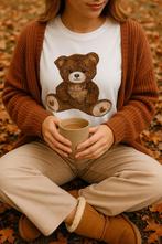 Shirt met teddybeer - Maat S, Wit, Nieuw, Ophalen of Verzenden, Korte mouw