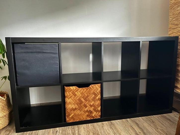 Ikea 8 vaks Kallax open kast vakkenkast 4x2 zwart, Huis en Inrichting, Kasten | Ladekasten, Zo goed als nieuw, Minder dan 100 cm