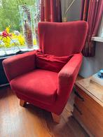 Rode comfortabele fauteuil, Huis en Inrichting, Fauteuils, 75 tot 100 cm, Gebruikt, Stof, Ophalen of Verzenden