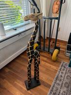 Houten Giraffe Beeld 100cm, Tuin en Terras, Tuinbeelden, Ophalen, Gebruikt, Hout, Dierenbeeld