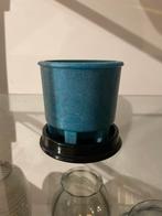 Blauwe Cactuspot met Schotel graniver Copier, Antiek en Kunst, Antiek | Glas en Kristal, Ophalen of Verzenden