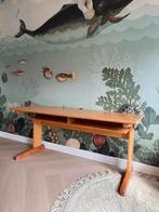 Vintage tweepersoons houten schoolbankje / bureau, Ophalen, Zo goed als nieuw, Bureau
