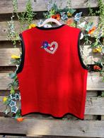 Zeer schattig retro vintage puur wollen geborduurd giletje, Ophalen of Verzenden, Zo goed als nieuw, Maat 46/48 (XL) of groter