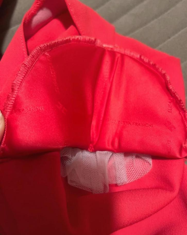 Elisabetta Franchi Jurk Roze/Rood - XS, Kleding | Dames, Jurken, Zo goed als nieuw, Maat 34 (XS) of kleiner, Roze, Boven de knie