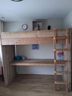 Steigerhouten hoogslaper met bureau te koop, Ophalen, Gebruikt, Hoogslaper