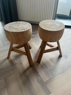 2 houten krukjes / bijzettafeltjes, Huis en Inrichting, Krukjes, Ophalen of Verzenden, Gebruikt, Hout