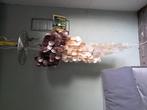 prachtige hanglamp van schelpenlamellen, Huis en Inrichting, Lampen | Hanglampen, Ophalen, Gebruikt, 75 cm of meer