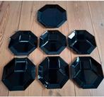 6x Vintage zwarte "Arcoroc" fondueborden + 1 Groot bord., Huis en Inrichting, Keuken | Servies, Ophalen of Verzenden, Bord(en)