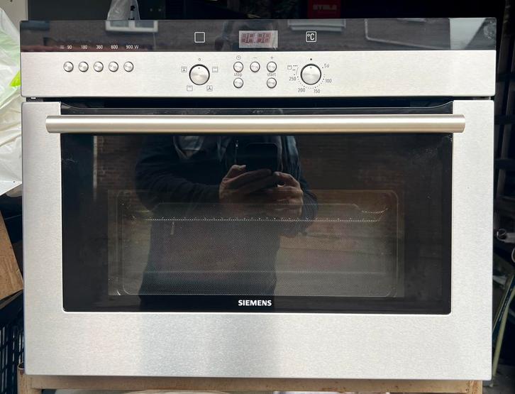 Siemens RVS inbouwcombi magnetron € 150, Witgoed en Apparatuur, Ovens, Gebruikt, Inbouw, Oven met grill, 45 tot 60 cm, 45 tot 60 cm