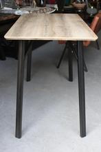 2 x hippe bartafel metaal houtlook 140x70 cm. statafel, Ophalen, Zo goed als nieuw, Metaal