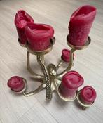 Luxe gouden massieve kaarsenstandaard met kaarsen, Huis en Inrichting, Woonaccessoires | Kandelaars en Kaarsen, Ophalen, Overige materialen