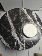 Marmeren tafel met ijzeren poten - gerepareerd, 45 tot 60 cm, Overige materialen, Gebruikt, Rond