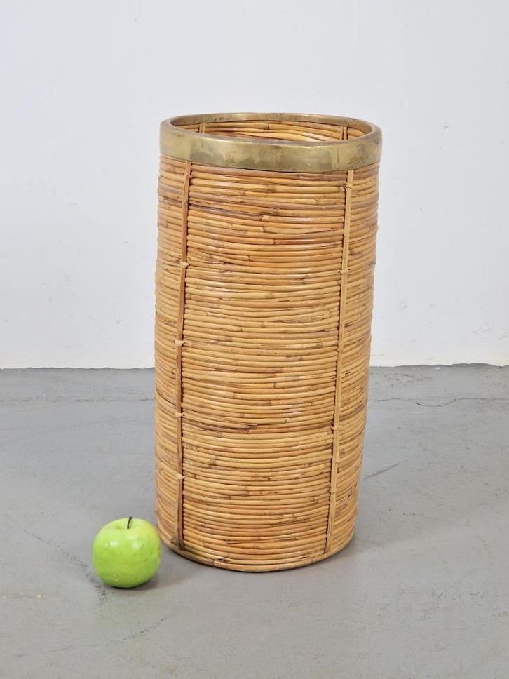 Vintage bamboe messing paraplustandaard italië ‘70 regency, Huis en Inrichting, Woonaccessoires | Paraplubakken, Gebruikt, Overige materialen