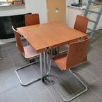 Uittrekbare tafel met 4 stoelen 90x90 / 220x90, Ophalen, Gebruikt