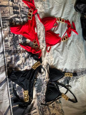BOUJEE MODĂ MINX bikini zwart en rood met steentjes  maat M beschikbaar voor biedingen