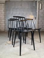6x HAY J77 eetkamerstoel, Vijf, Zes of meer stoelen, Modern, Gebruikt, Zwart