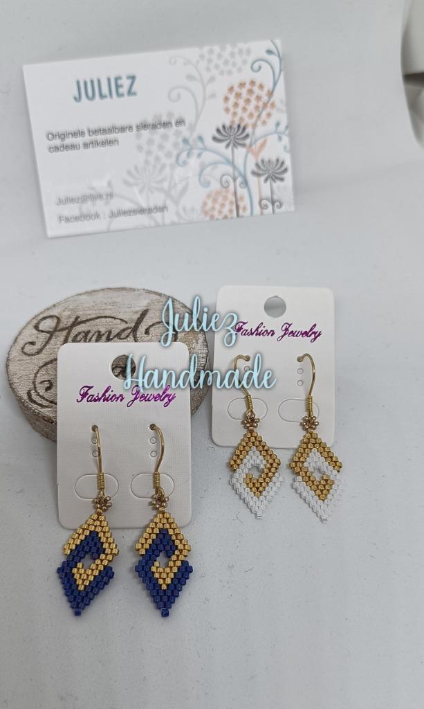 "Juliez Handmade" mooie oorbellen van Miyuki kraaltjes, Sieraden, Tassen en Uiterlijk, Oorbellen, Nieuw, Hangers, Glas, Goud, Ophalen of Verzenden