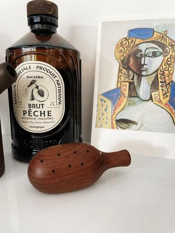Vintage Deense prikkerhouder van teakhout beschikbaar voor biedingen