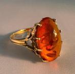 Art-Nouveau 14k goud Amber ring, Verzenden, Zo goed als nieuw, 17 tot 18, Dame