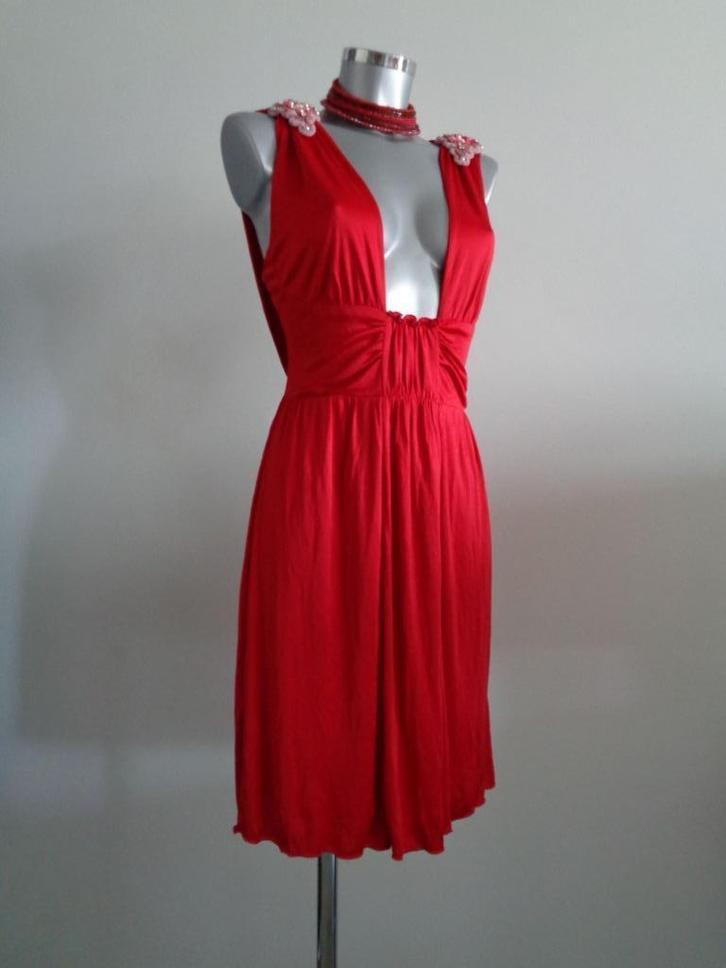 Rode feestelijke designer jurk van Jorando IT44-NL38 NIEUW, Kleding | Dames, Jurken, Nieuw, Maat 38/40 (M), Rood, Knielengte, Ophalen of Verzenden